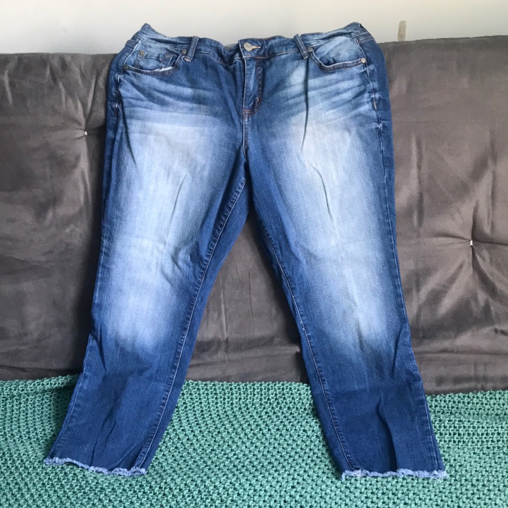 Torrid Boyfriend jeans with frayed cuffs
